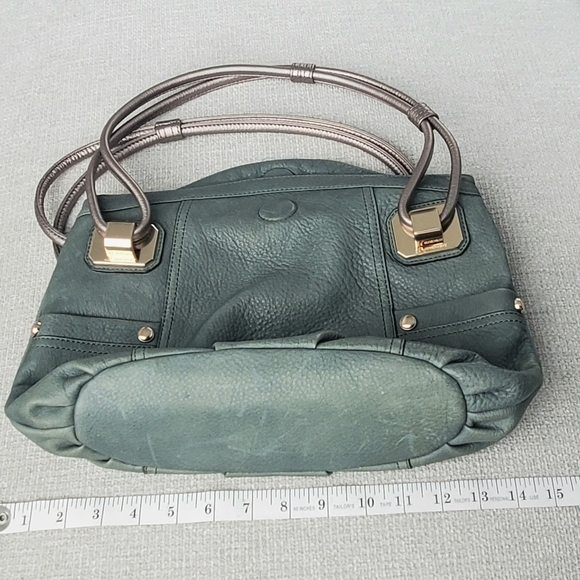 B Makowsky Purse Shoulder Bag Teal Aqua Tiger Print Liner - Picture 9 of 12